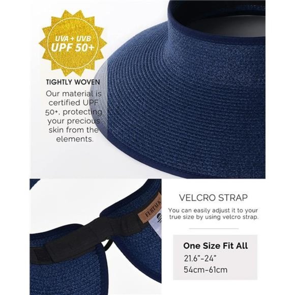 Sun Visor Hats for Women Navy - Picture 4 of 5